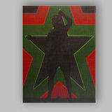 Bold Afro Futurist Black Figure Green Red Star Portrait Canvas Wall Art Print Decor Picture Ready to Hang