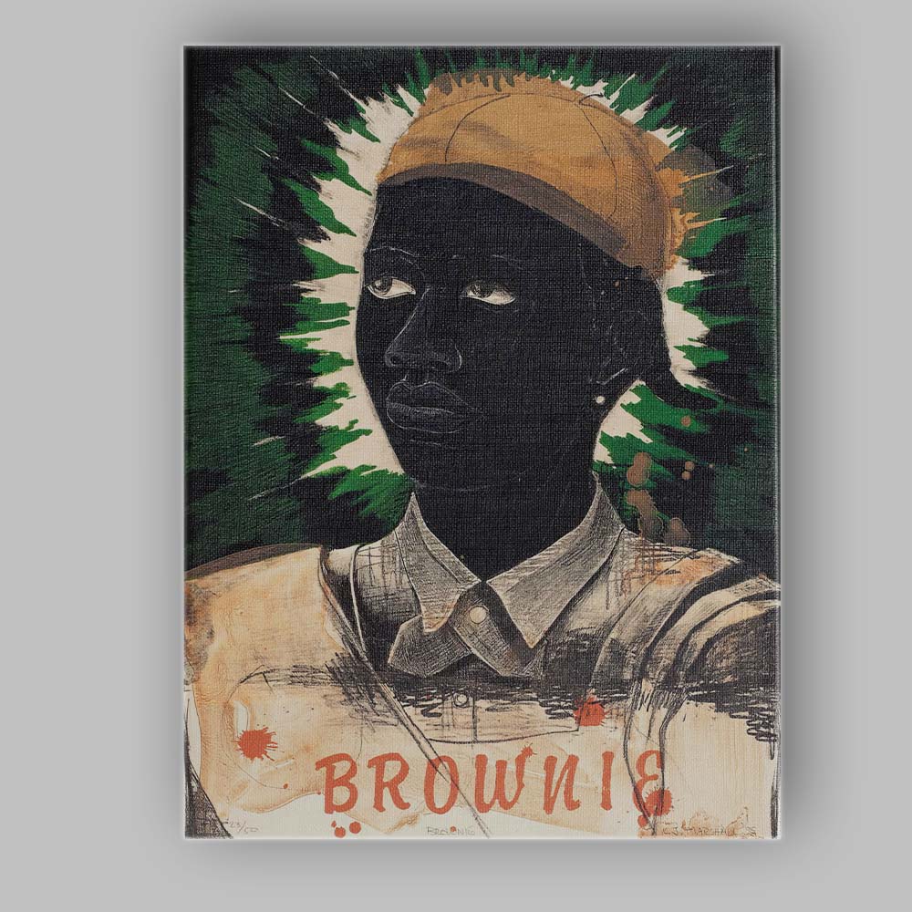 Expressive Black Portrait Green Halo Contemporary Figurative Artwork Canvas Wall Art Print Decor Picture Ready to Hang