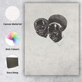 Minimalist Black Portrait Duo Monochrome Figurative Artwork Canvas Wall Art Print Decor Picture Ready to Hang