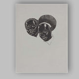 Minimalist Black Portrait Duo Monochrome Figurative Artwork Canvas Wall Art Print Decor Picture Ready to Hang
