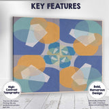 Blue and Ochre Geometric Circles Mid Century Abstract Composition Canvas Wall Art Print Decor Picture Ready to Hang