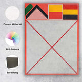 Coral Red Geometric Minimalist Architectural Abstract Design Canvas Wall Art Print Decor Picture Ready to Hang