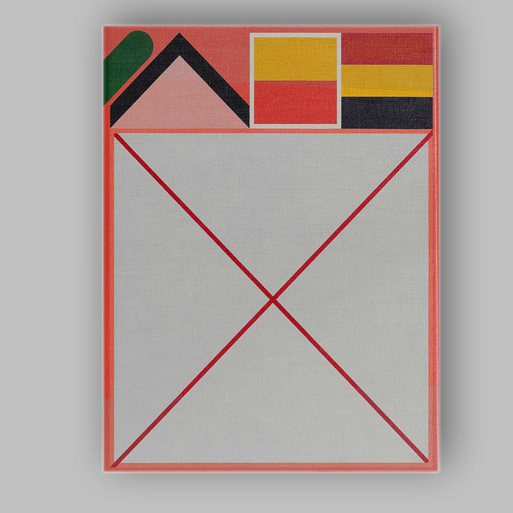 Coral Red Geometric Minimalist Architectural Abstract Design Canvas Wall Art Print Decor Picture Ready to Hang