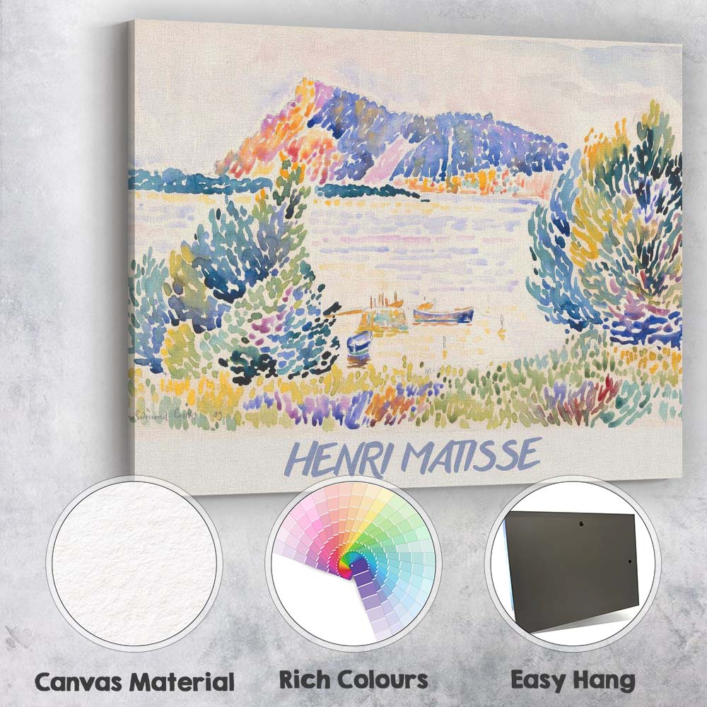 Colourful Coastal Watercolour Landscape Inspired by Henri Matisse Canvas Wall Art Print Decor Picture Ready to Hang