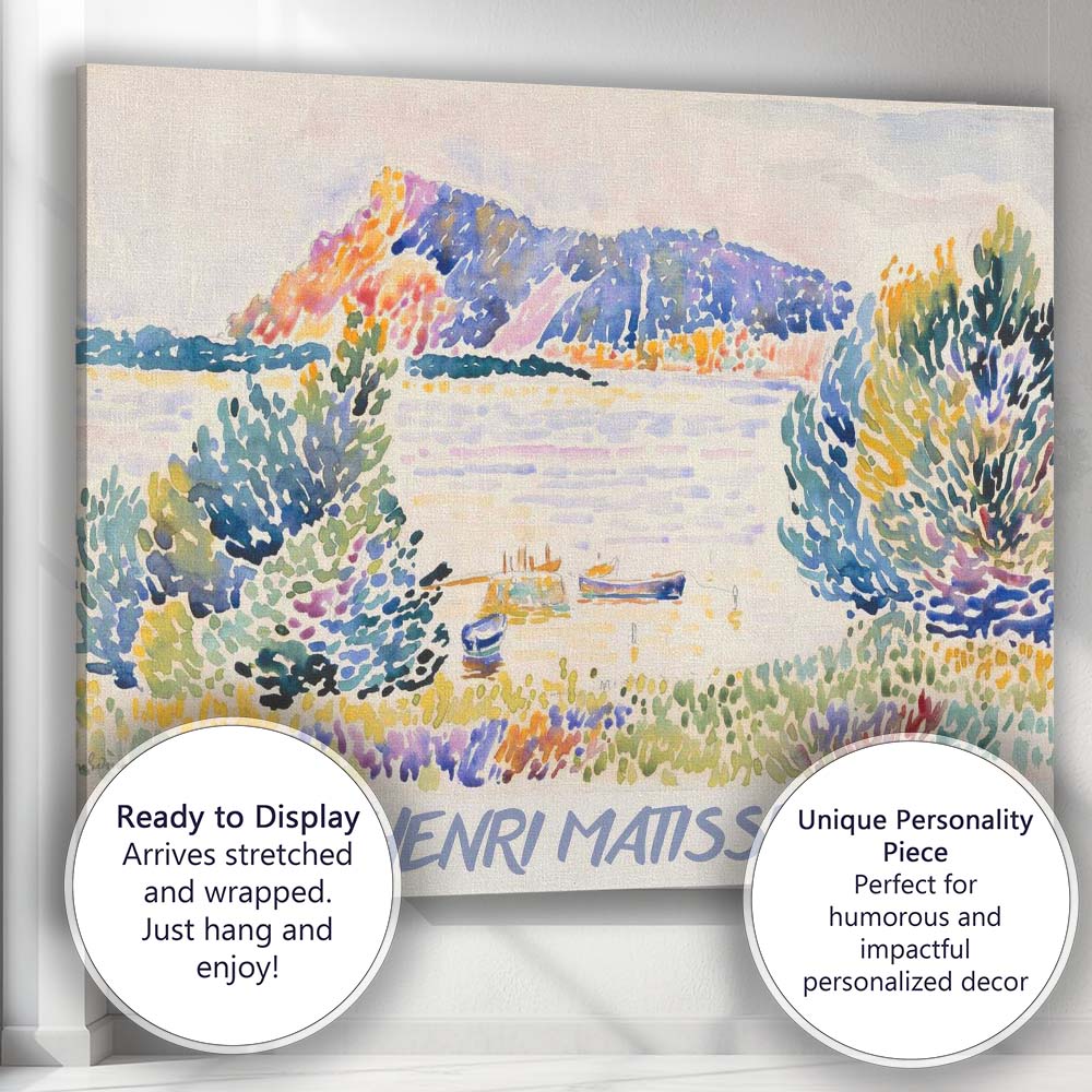Colourful Coastal Watercolour Landscape Inspired by Henri Matisse Canvas Wall Art Print Decor Picture Ready to Hang