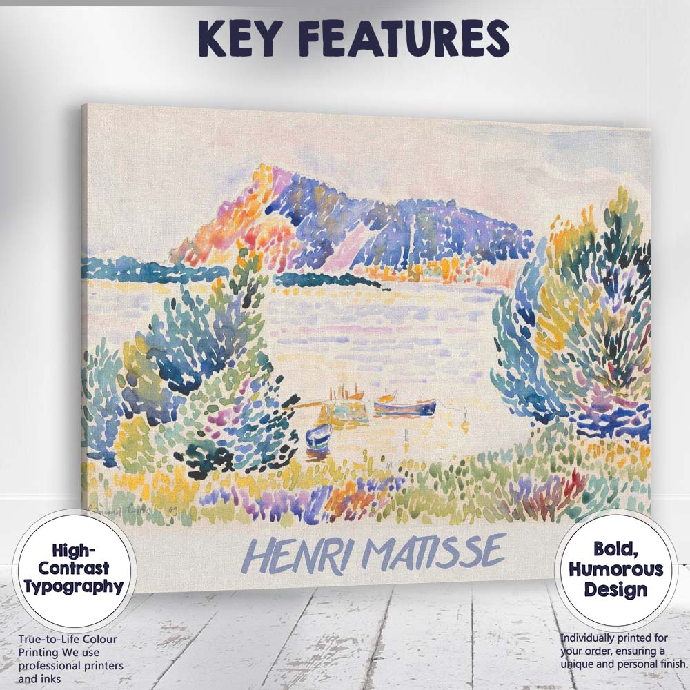 Colourful Coastal Watercolour Landscape Inspired by Henri Matisse Canvas Wall Art Print Decor Picture Ready to Hang