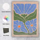 Pastel Blue Floral Botanical Folk Art Illustration Canvas Wall Art Print Decor Picture Ready to Hang