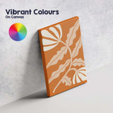Burnt Orange Background Cream Floral Botanical Silhouette Artwork Canvas Wall Art Print Decor Picture Ready to Hang