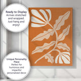 Burnt Orange Background Cream Floral Botanical Silhouette Artwork Canvas Wall Art Print Decor Picture Ready to Hang