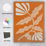 Burnt Orange Background Cream Floral Botanical Silhouette Artwork Canvas Wall Art Print Decor Picture Ready to Hang