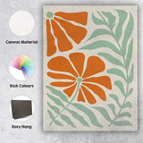 Terracotta Flower and Sage Green Leaves Retro Botanical Design Canvas Wall Art Print Decor Picture Ready to Hang