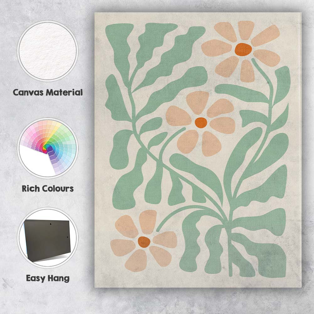 Soft Sage Floral Meadow Botanical Illustration Canvas Wall Art Print Decor Picture Ready to Hang