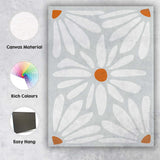 White Petal Floral Geometric Scandinavian Pattern Canvas Wall Art Print Decor Picture Ready to Hang