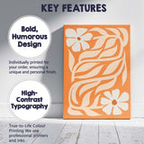 Warm Orange Floral Vine Folk Art Botanical Canvas Wall Art Print Decor Picture Ready to Hang