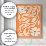 Warm Orange Floral Vine Folk Art Botanical Canvas Wall Art Print Decor Picture Ready to Hang