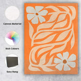 Warm Orange Floral Vine Folk Art Botanical Canvas Wall Art Print Decor Picture Ready to Hang