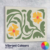 Olive Green Floral Garden Folk Art Bloom Design Canvas Wall Art Print Decor Picture Ready to Hang