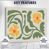 Olive Green Floral Garden Folk Art Bloom Design Canvas Wall Art Print Decor Picture Ready to Hang