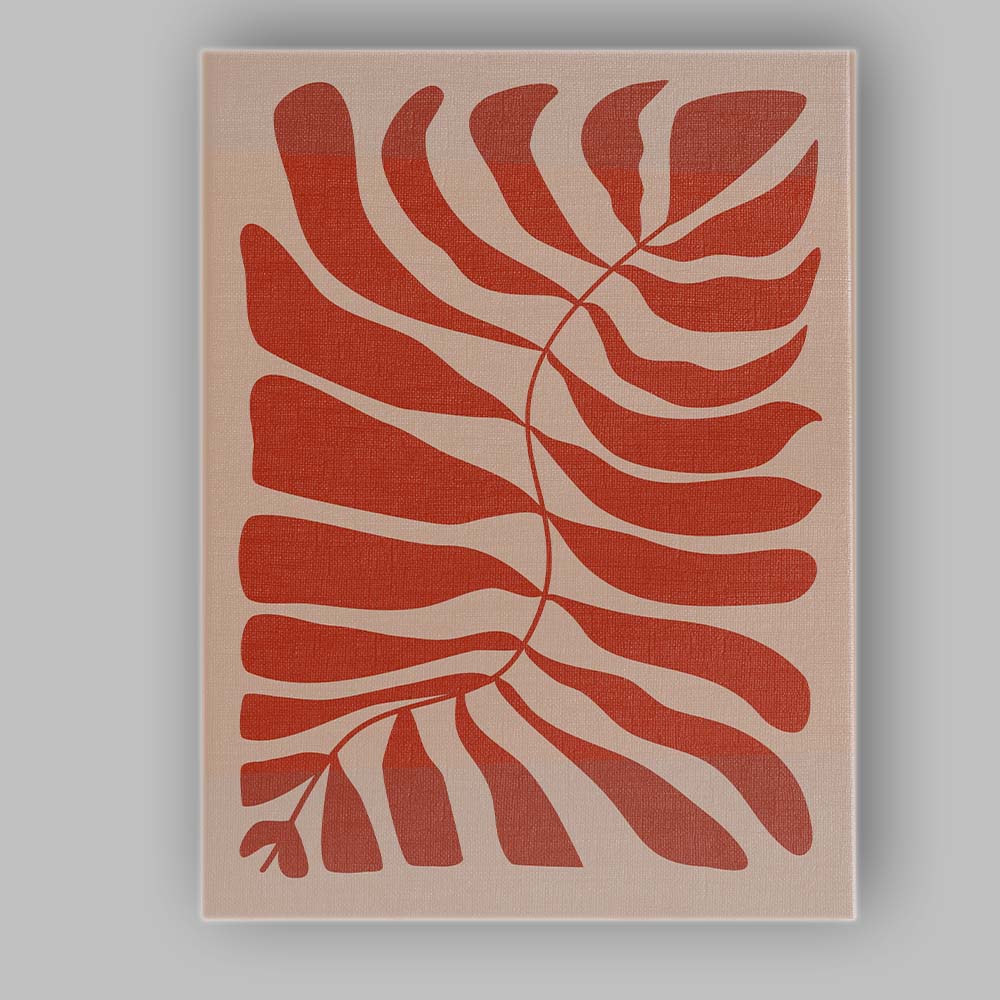 Terracotta Tropical Leaf Silhouette Botanical Design Canvas Wall Art Print Decor Picture Ready to Hang