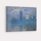 Blue Misty Waterside Cathedral Impressionist Painting Canvas Wall Art Print Decor Picture Ready to Hang