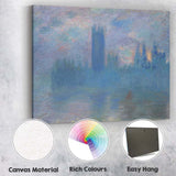 Blue Misty Waterside Cathedral Impressionist Painting Canvas Wall Art Print Decor Picture Ready to Hang