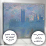 Blue Misty Waterside Cathedral Impressionist Painting Canvas Wall Art Print Decor Picture Ready to Hang