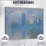 Blue Misty Waterside Cathedral Impressionist Painting Canvas Wall Art Print Decor Picture Ready to Hang