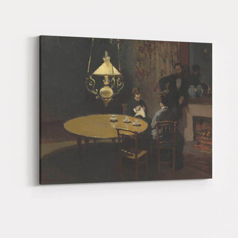 Moody Interior Lamp Lit Dining Room Impressionist Painting Canvas Wall Art Print Decor Picture Ready to Hang