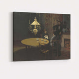 Moody Interior Lamp Lit Dining Room Impressionist Painting Canvas Wall Art Print Decor Picture Ready to Hang