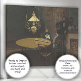 Moody Interior Lamp Lit Dining Room Impressionist Painting Canvas Wall Art Print Decor Picture Ready to Hang