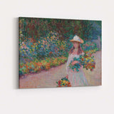 Impressionist Garden Girl With Flower Bouquet Colourful Floral Landscape Canvas Wall Art Print Decor Picture Ready to Hang
