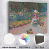 Impressionist Garden Girl With Flower Bouquet Colourful Floral Landscape Canvas Wall Art Print Decor Picture Ready to Hang