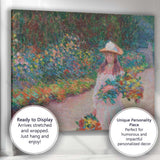 Impressionist Garden Girl With Flower Bouquet Colourful Floral Landscape Canvas Wall Art Print Decor Picture Ready to Hang