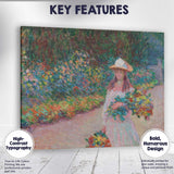 Impressionist Garden Girl With Flower Bouquet Colourful Floral Landscape Canvas Wall Art Print Decor Picture Ready to Hang