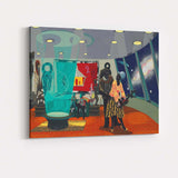 Afrofuturist Family Interior Space Observatory Contemporary Figurative Canvas Wall Art Print Decor Picture Ready to Hang
