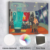 Afrofuturist Family Interior Space Observatory Contemporary Figurative Canvas Wall Art Print Decor Picture Ready to Hang