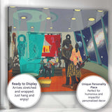 Afrofuturist Family Interior Space Observatory Contemporary Figurative Canvas Wall Art Print Decor Picture Ready to Hang