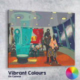 Afrofuturist Family Interior Space Observatory Contemporary Figurative Canvas Wall Art Print Decor Picture Ready to Hang