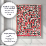 Bold Red Black Abstract Pop Art Exhibition Style Pattern Canvas Wall Art Print Decor Picture Ready to Hang