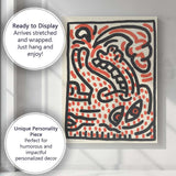 Keith Haring Inspired Red Black Abstract Dog Face Pop Art Canvas Wall Art Print Decor Picture Ready to Hang