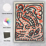 Keith Haring Inspired Red Black Abstract Dog Face Pop Art Canvas Wall Art Print Decor Picture Ready to Hang