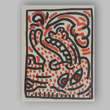 Keith Haring Inspired Red Black Abstract Dog Face Pop Art Canvas Wall Art Print Decor Picture Ready to Hang