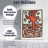 Keith Haring Inspired Red Hand Over Water Abstract Pop Art Canvas Wall Art Print Decor Picture Ready to Hang