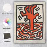 Keith Haring Inspired Red Hand Over Water Abstract Pop Art Canvas Wall Art Print Decor Picture Ready to Hang