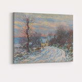 Impressionist Snow Covered Country Lane Winter Village Landscape Canvas Wall Art Print Decor Picture Ready to Hang