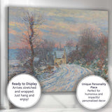 Impressionist Snow Covered Country Lane Winter Village Landscape Canvas Wall Art Print Decor Picture Ready to Hang