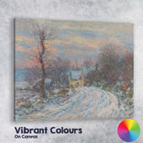 Impressionist Snow Covered Country Lane Winter Village Landscape Canvas Wall Art Print Decor Picture Ready to Hang