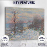 Impressionist Snow Covered Country Lane Winter Village Landscape Canvas Wall Art Print Decor Picture Ready to Hang
