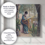 Impressionist Woman Reading In Sunlit Conservatory Garden Painting Canvas Wall Art Print Decor Picture Ready to Hang