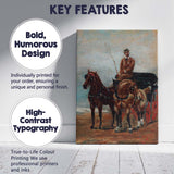 Traditional Horse Drawn Carriage Driver Equestrian Oil Painting Canvas Wall Art Print Decor Picture Ready to Hang